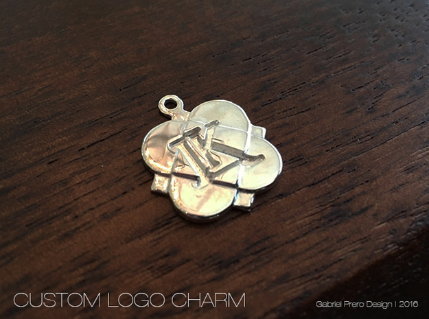 Custom Logo Charm in Polished Silver