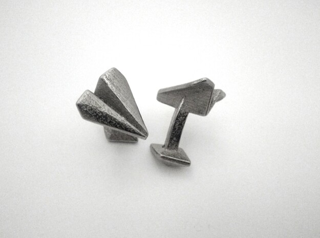Paper Airplane Cufflinks  in Polished Nickel Steel