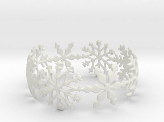 Snowflake Bangle (small) in White Natural Versatile Plastic: Small