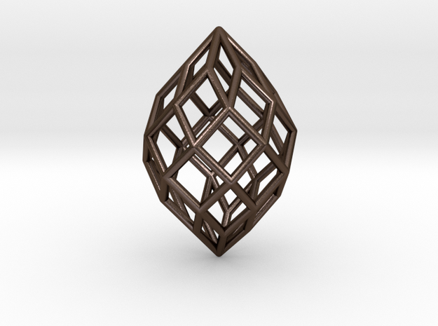 0491 Polar Zonohedron E [7] #001 in Polished Bronze Steel