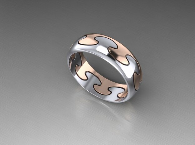 Puzzle ring in Polished Bronzed Silver Steel: Extra Small