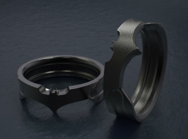Size 7 Bat Ring in Matte Black Steel