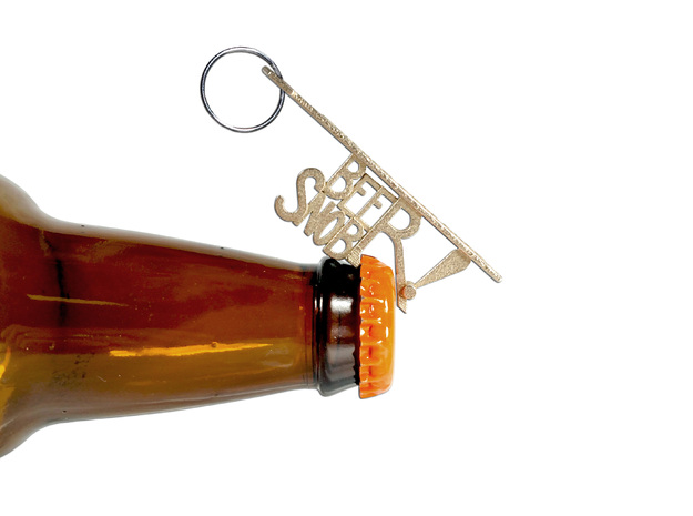 "BEER SNOB" Bottle Opener Keychain - Customizable in Polished Bronzed Silver Steel