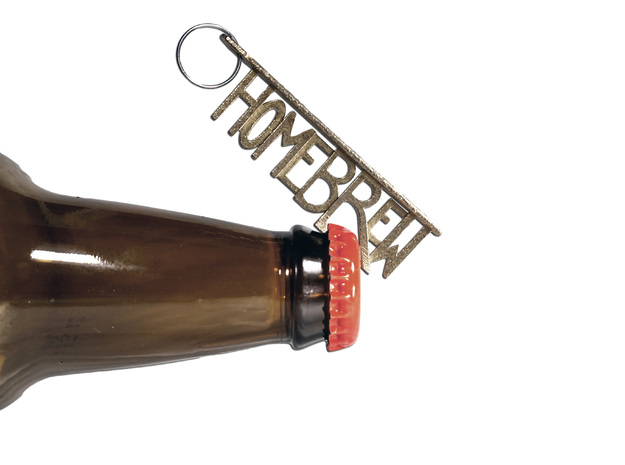 "HOMEBREW" Bottle Opener Keychain - Customizable in Polished Bronzed Silver Steel