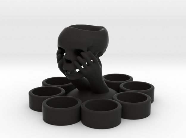 Skull In Hand Candle Holder in Black Natural Versatile Plastic