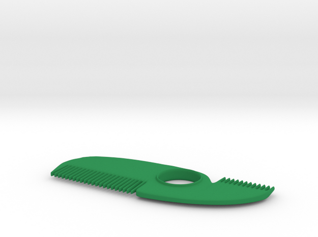 Hurricane Beard and Mustache Comb in Green Processed Versatile Plastic