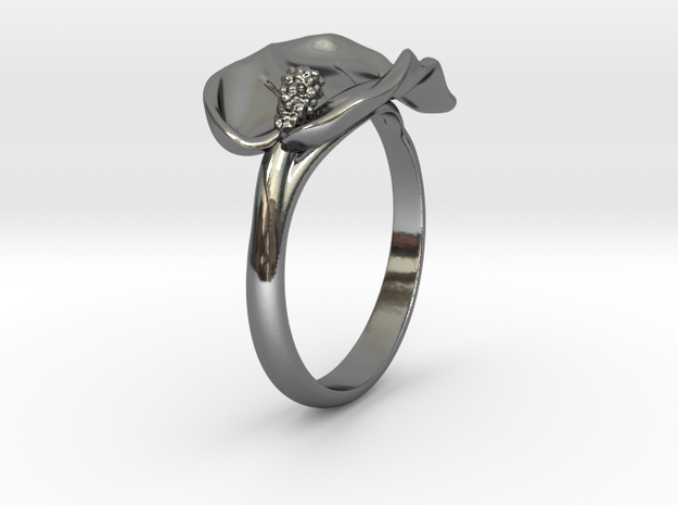 Lily ring in Fine Detail Polished Silver