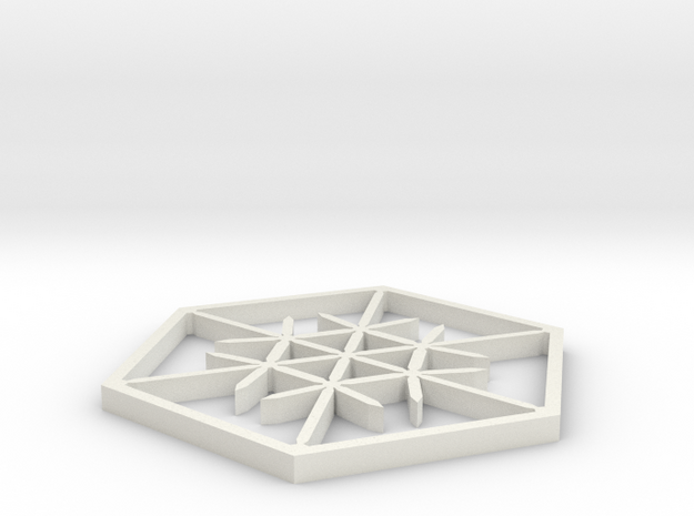 Snowflake Coaster in White Natural Versatile Plastic