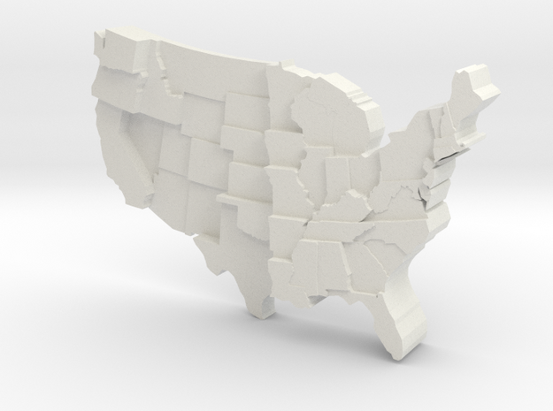 USA by Rainfall in White Natural Versatile Plastic