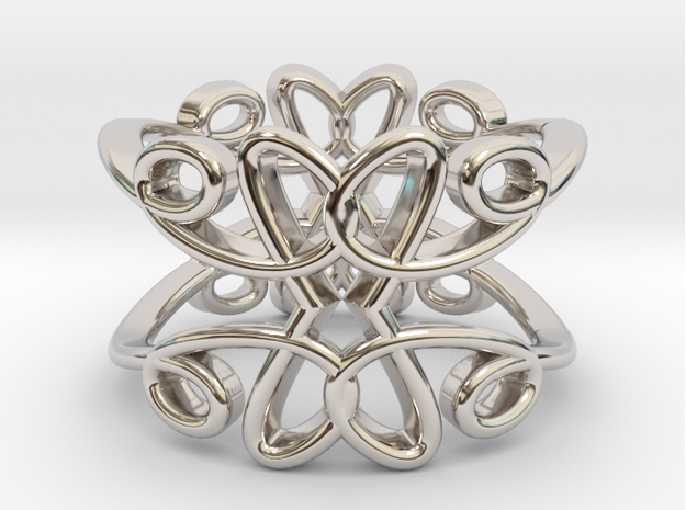 Queen of Hearts Ring in Rhodium Plated Brass