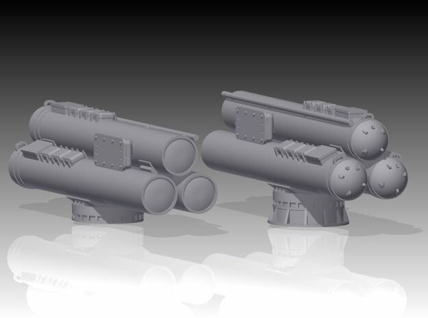 Mk32 Torpedo tubes x 2 - 1/128 in Tan Fine Detail Plastic