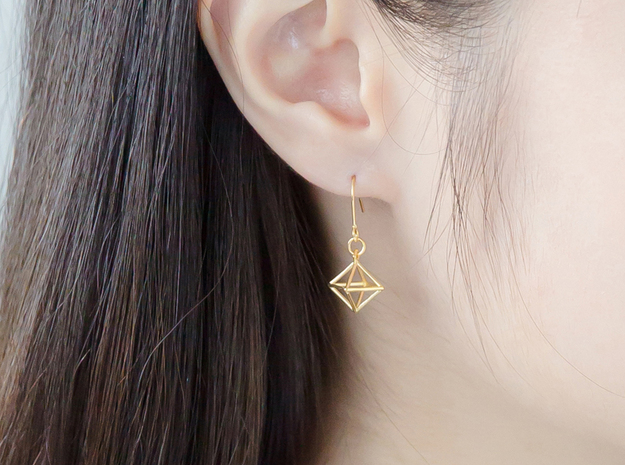 Diamond Earrings #S in 14k Gold Plated Brass