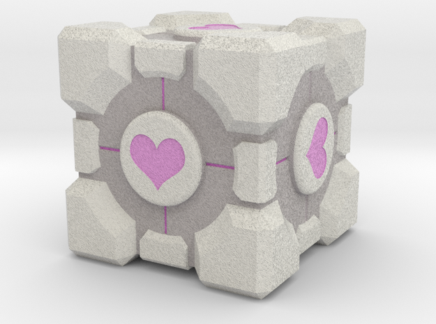Weighted Portal Cube (In Color) - Heart 2" in Full Color Sandstone
