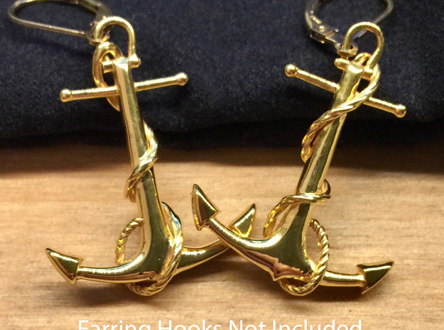Anchor Earrings in 18k Gold Plated Brass