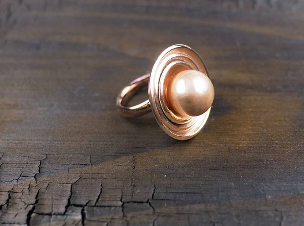 Ring for a Pearl with bowls in 14k Rose Gold Plated Brass