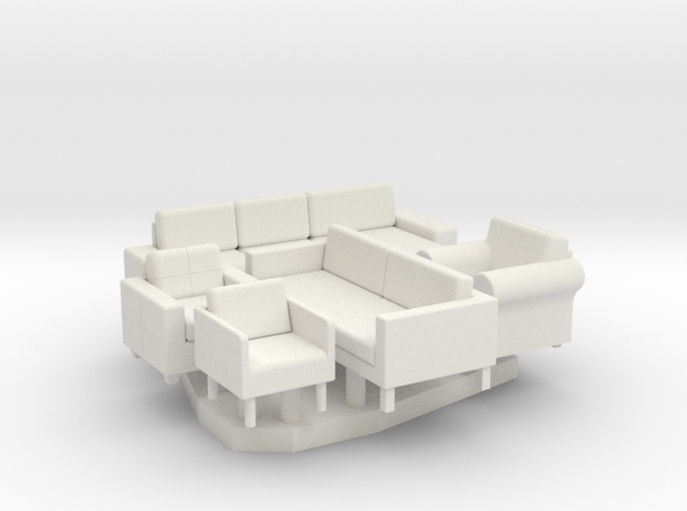 Furniture Group - HO 87:1 Scale in White Natural Versatile Plastic