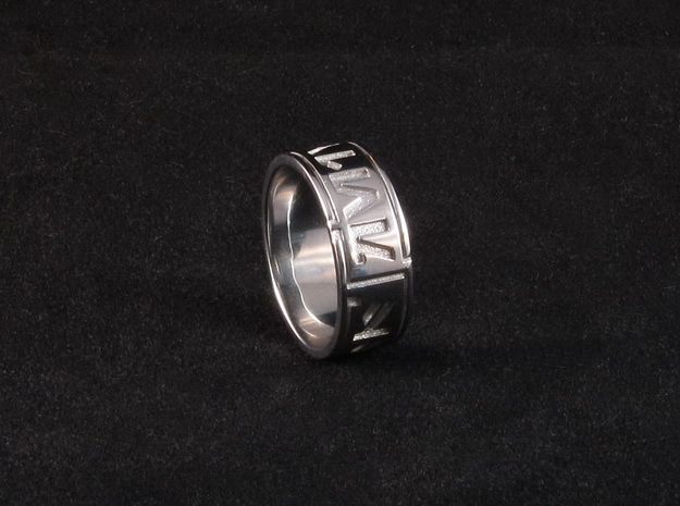 Star Wars ring - Aurebesh - 8 (US) / 57 (ISO) in Rhodium Plated Brass