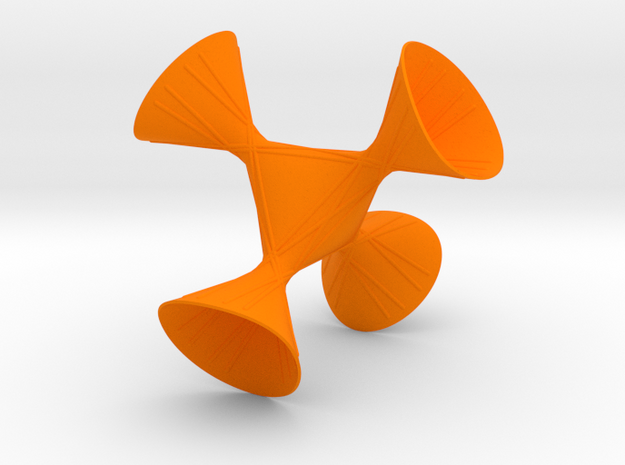 A tetrahedral symmetric cubic with lines in Orange Processed Versatile Plastic: Small
