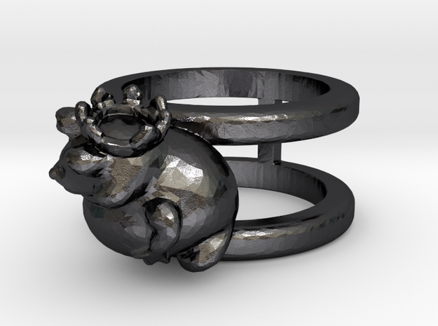 Ring Frosch in Polished and Bronzed Black Steel