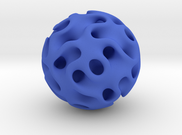 0604 IsoSurface F(x,y,z)=0 Gyroid Ball (d=5cm) #1 in Blue Processed Versatile Plastic