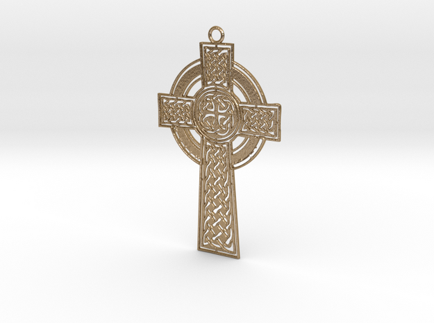 Celtic Cross in Polished Gold Steel