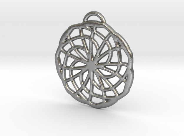 Labyrinth Pendant - Medium in Natural Silver