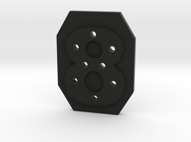 8-hole 8 Sided Number 8 Button in Black Natural Versatile Plastic