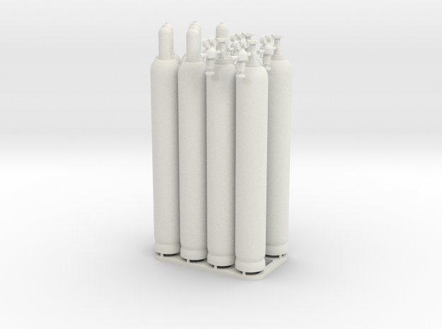Gasflaschen Sortiment in 1:45 in White Natural Versatile Plastic