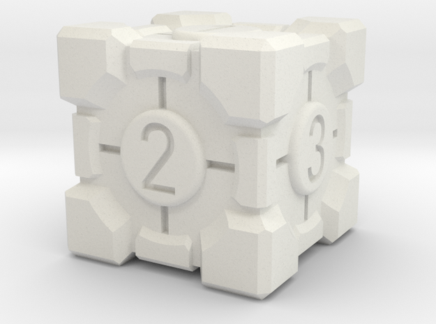 Companion Cube Dice in White Natural Versatile Plastic