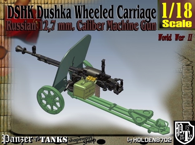 1-18 DSHK Dushka Wheeled Carriage in Tan Fine Detail Plastic