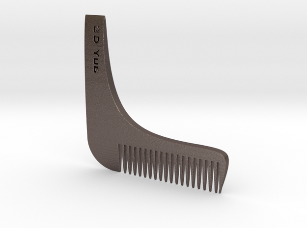 Beard Comb in Polished Bronzed Silver Steel: Medium
