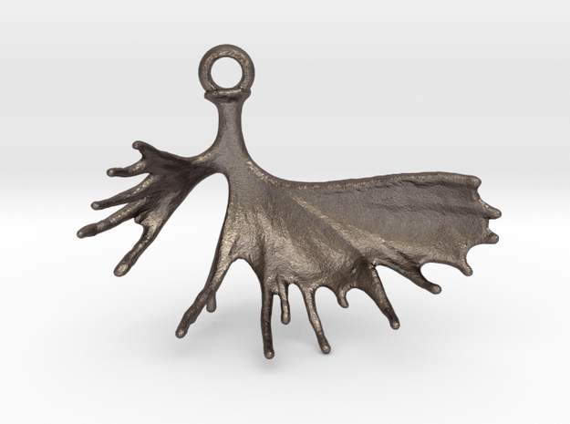 "Hook" Shed Antler Necklace/Hanger/Keychain 2.75"  in Polished Bronzed Silver Steel