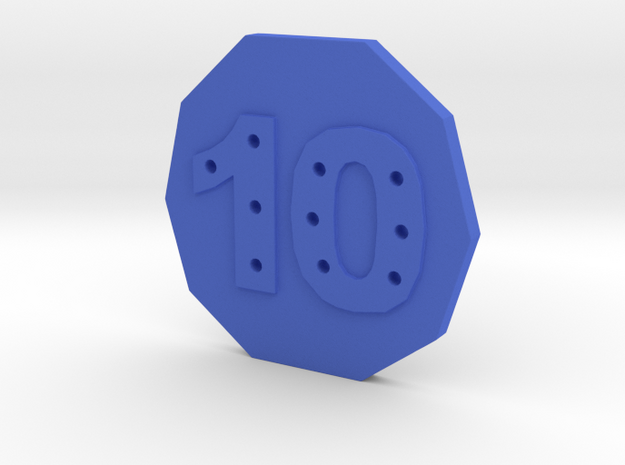 10-hole, Number 10, 10 Sided Button in Blue Processed Versatile Plastic