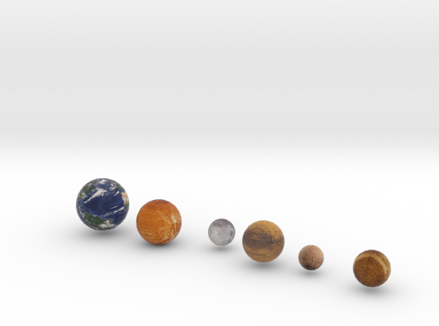 Mercury, Venus, Earth and Moon, Mars, Pluto   in Full Color Sandstone