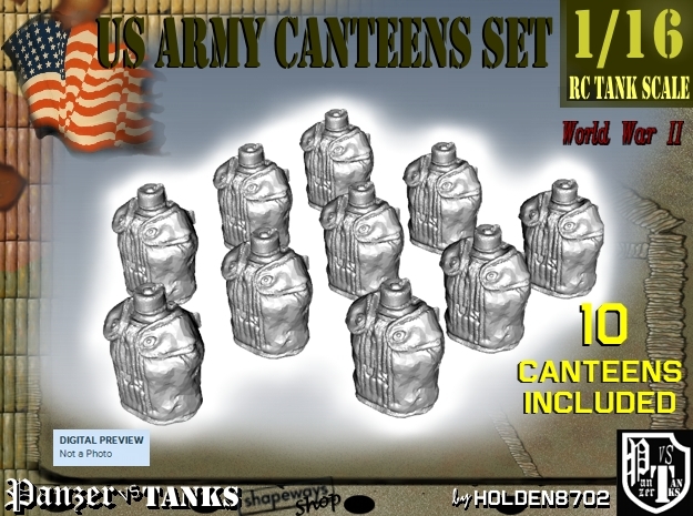 1-16 X10 US M1910 Canteens in Tan Fine Detail Plastic