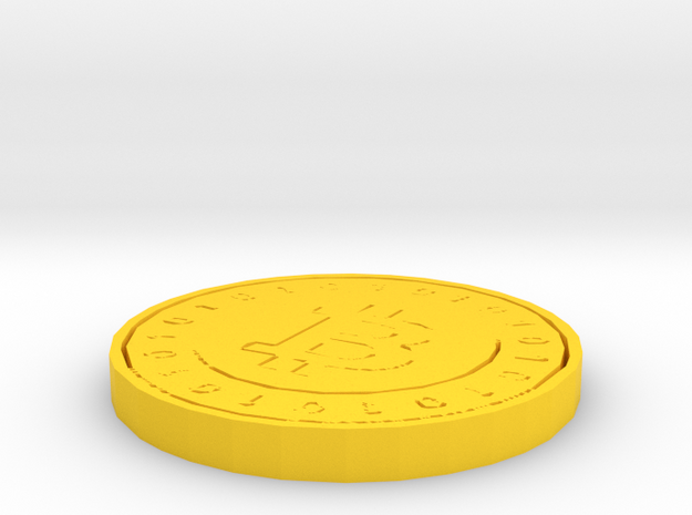 Bitcoin Model (Single Color) in Yellow Processed Versatile Plastic: Medium