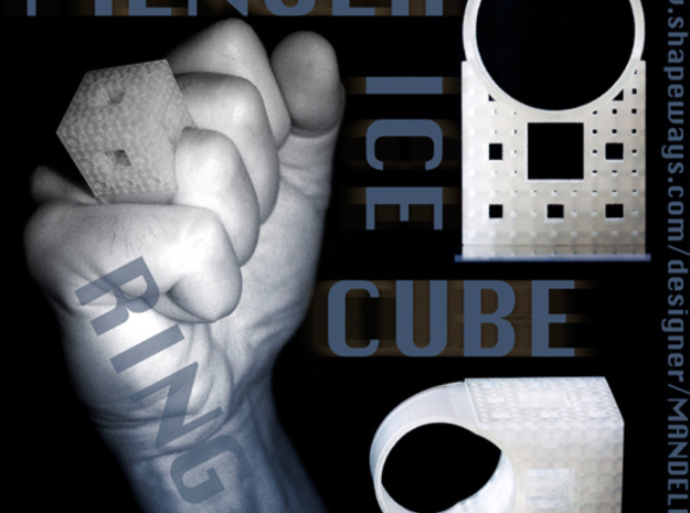 Menger Ice Cube Ring - 21mm Diameter in Smooth Fine Detail Plastic