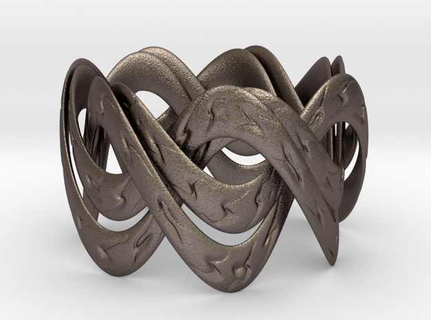 Double Septafoil Bracelet in Polished Bronzed Silver Steel