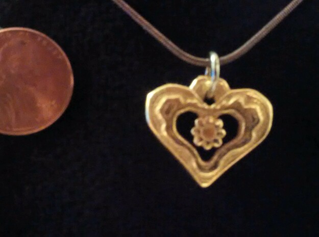 Heart Pendant with Gem holder in Polished Gold Steel