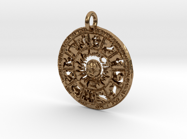 Zodiac Pendant in Natural Brass