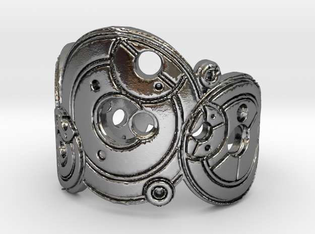 Dr. Who Gallifreyan Inversed Ring in Polished Silver
