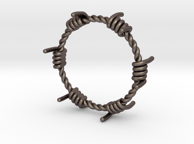 Wired Ring in Polished Bronzed Silver Steel: 8 / 56.75