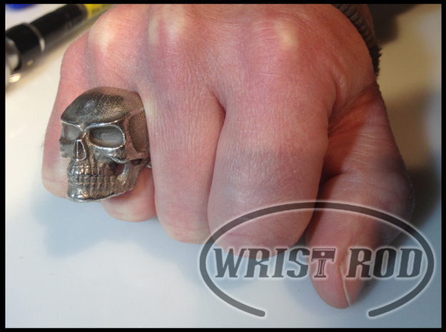 WR Ring FullSkull - Size 10 in Polished Bronzed Silver Steel