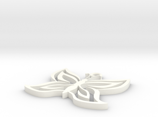 Butterfly Pendant in White Processed Versatile Plastic