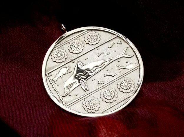 Minoan Dolphin Pendent 1 in Polished Silver