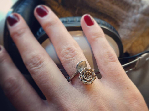Wrap Ring - Rose in Polished Gold Steel