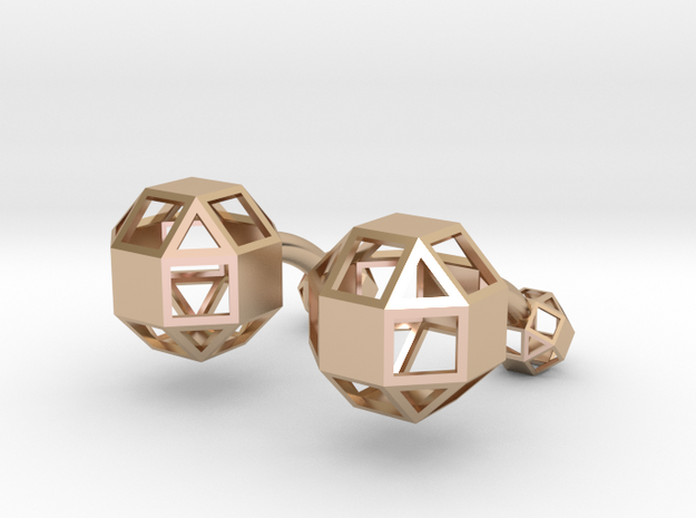 Rhombicuboctahedron cufflinks in 14k Rose Gold Plated Brass
