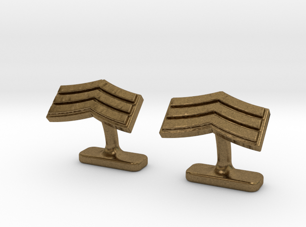 Mens sergeant 3 stripe cufflinks in Natural Bronze