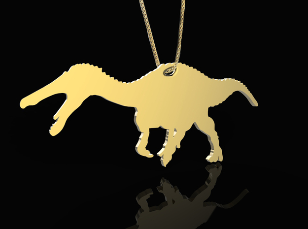 Suchomimus necklace Pendant in Natural Brass