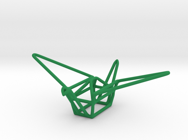 Paper Crane in Green Processed Versatile Plastic